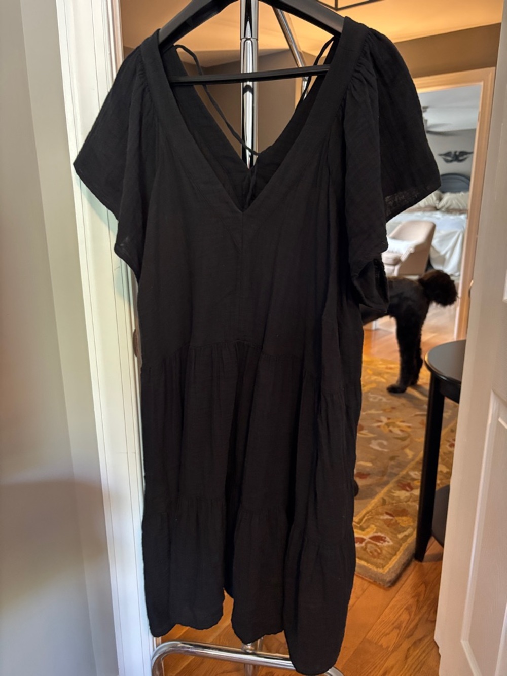 Old Navy Black V-Neck Tiered Midi Dress